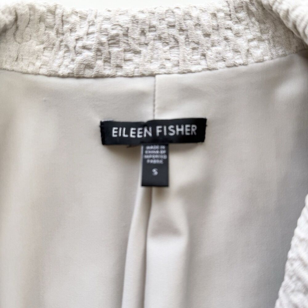 Eileen Fisher Blazer Jacket Women Small Beige Cream Crinkle Textured Career - Picture 4 of 8